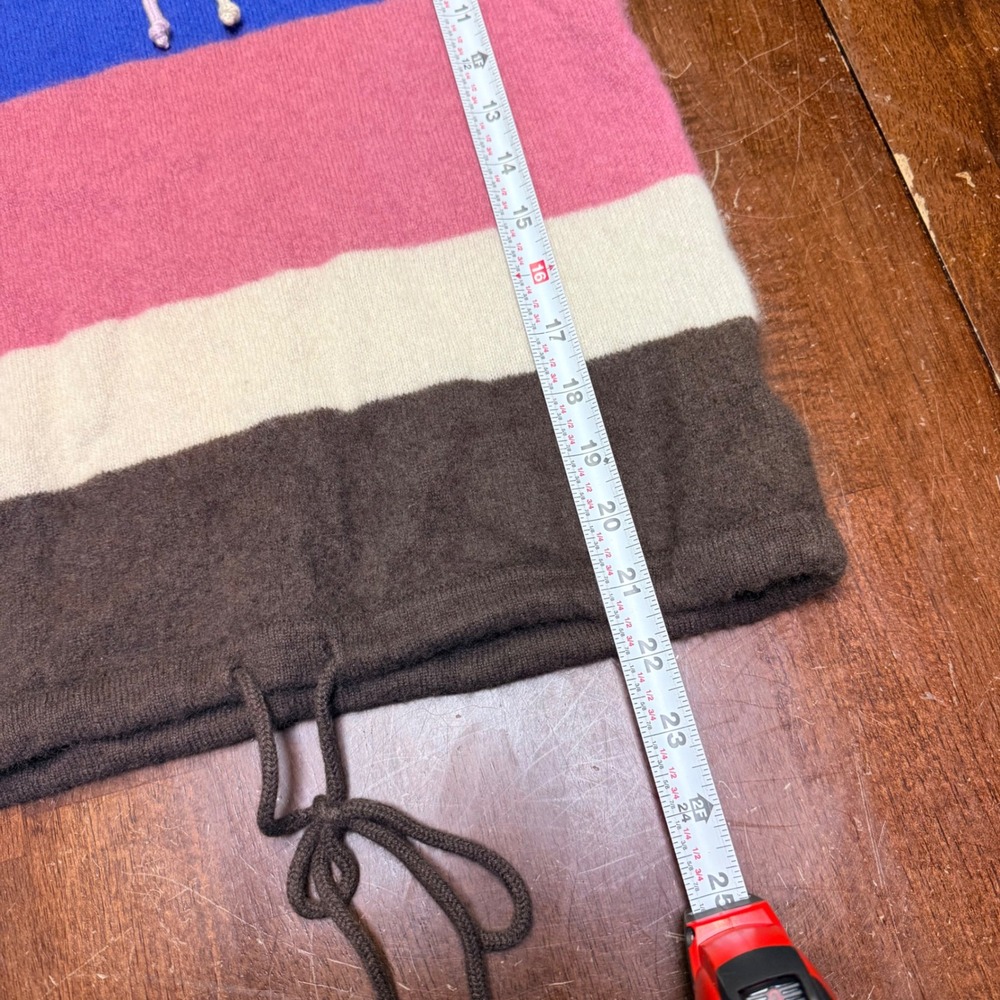 Theory Striped Mock‎ Neck Sweater Womens P Multicolor 100% Cashmere Drawstring - Picture 6 of 7